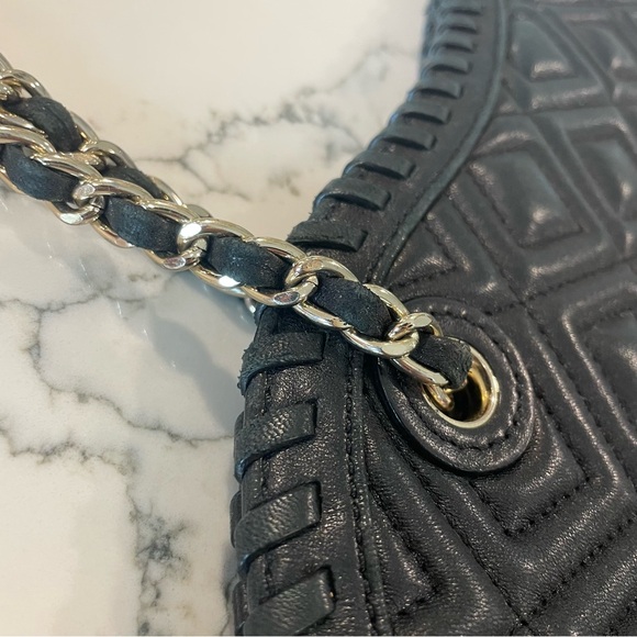 Tory Burch Diamond Quilted Black Slouchy Tote Bag - Picture 5 of 16